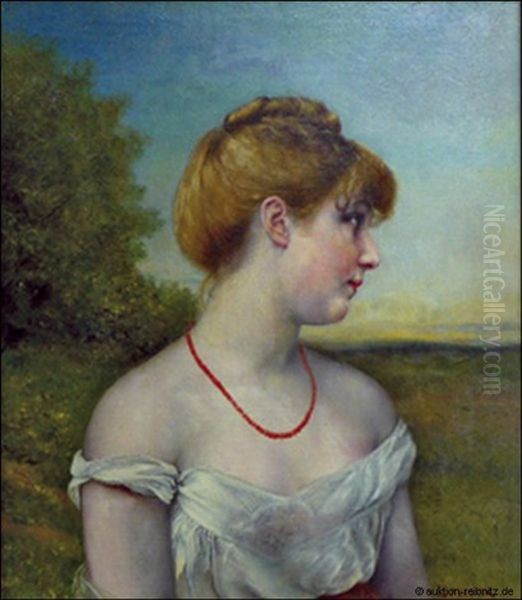 Bildnis Eines Jungen Madchens Mit Korallenkette Oil Painting by Frantisek Ii Zenisek