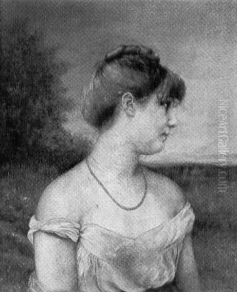 Junge Frau Mit Korallenhalsband Oil Painting by Frantisek Ii Zenisek