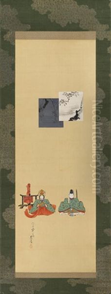 Hina Dolls Oil Painting by Zeshin Shibata