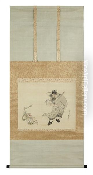 Kakejiku (vertical Hanging Scroll) Oil Painting by Zeshin Shibata