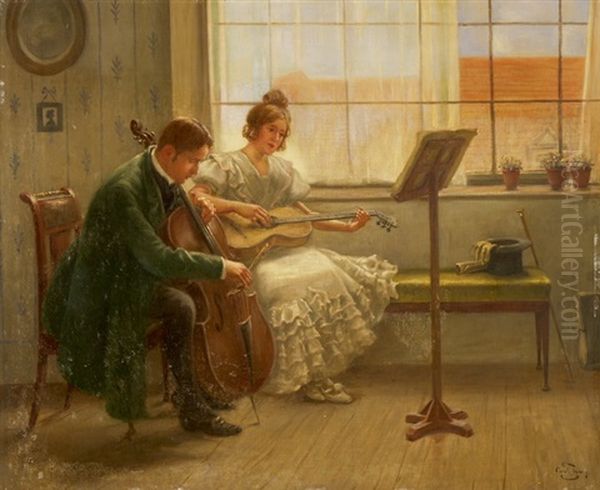 Hausmusik Oil Painting by Carl Zewy