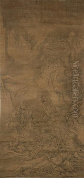 Travelers In Landscape Oil Painting by Zhang Hong