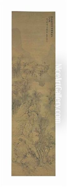 Mountains In Autumn Oil Painting by Zhang Hong