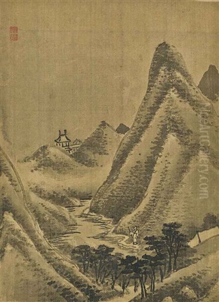 Landscapes In The Style Of Mi Fu (album W/20 Works) Oil Painting by Zhang Hong