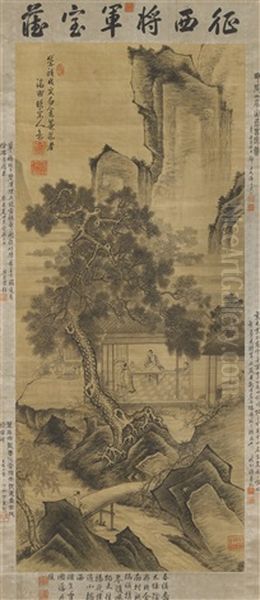 Mountain Residence, After An Original Painting By The Song-painter Xia Gui (1195-1224) Oil Painting by Zhang Ruitu