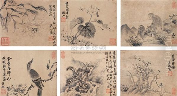 Landscape And Flowers (9 Works) Oil Painting by Zhang Wentao