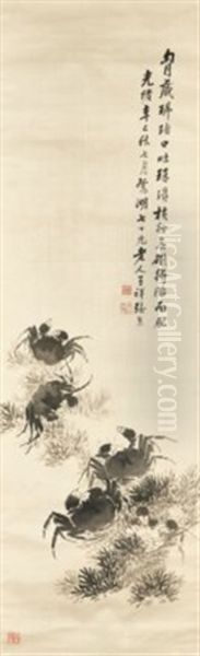 Ink Crabs Oil Painting by Zhang Xiong