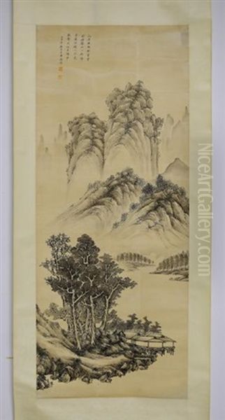 Chinese Ink/color Painting, Signed Oil Painting by Zhang Xiong