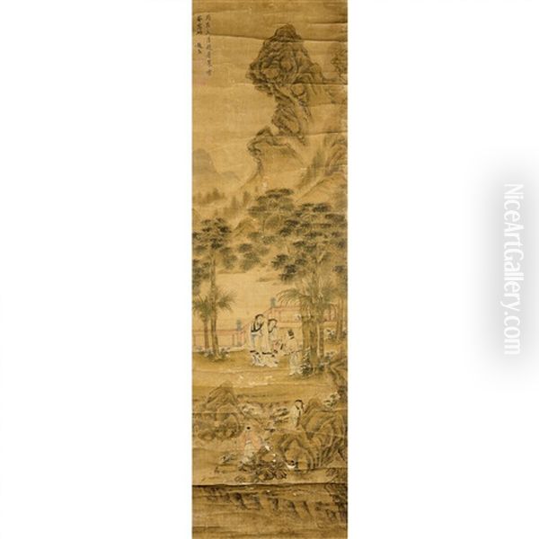 Landscape And Figures Oil Painting by  Zhao Zuo