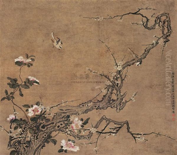 Flowers And Birds Oil Painting by  Zhou Shuxi