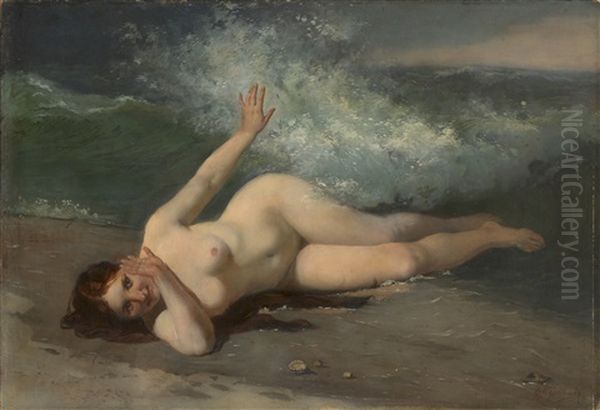 A Bather Oil Painting by Firs Sergeevich Zhuravlev