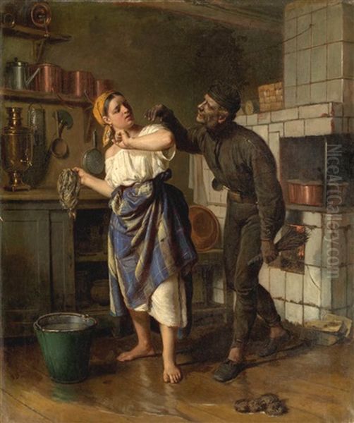 Chimney Sweep Oil Painting by Firs Sergeevich Zhuravlev