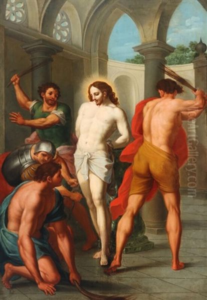 Religious Scene With Christ Being Whipped Oil Painting by Januarius Zick