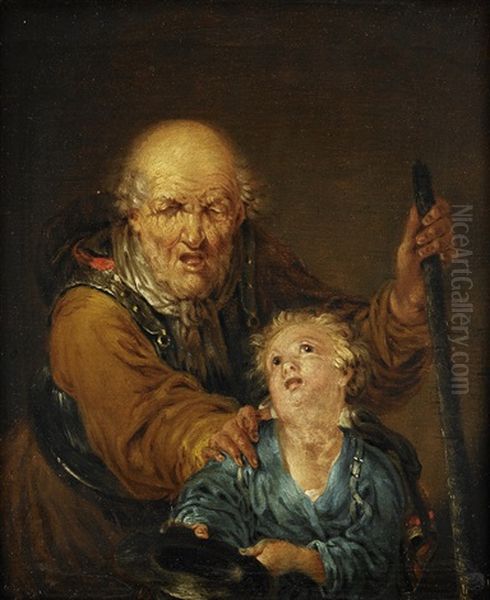 Tobias Is Led By A Young Boy Oil Painting by Januarius Zick