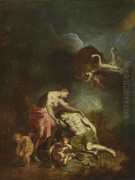 The Birth Of Adonis - Venus Lamenting The Death Of Adonis (pair) Oil Painting by Januarius Zick