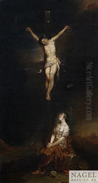 Der Gekreuzigte Christus Mit Maria Magdalena Oil Painting by Januarius Zick