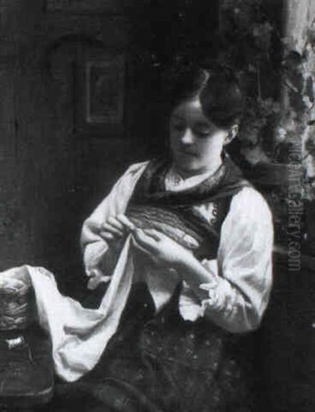 N,hendes Madchen Oil Painting by Hans August Zierngibl