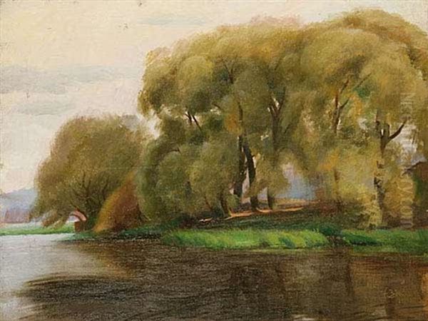 Trees By The River Oil Painting by Frantisek Zikmund