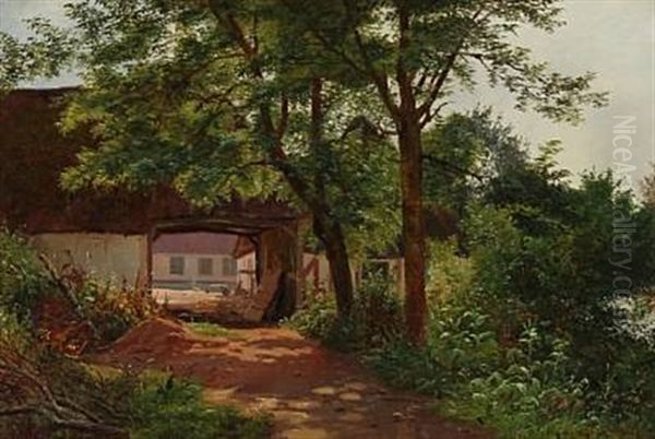 Summer Day At A Farmer House Oil Painting by Vilhelm (Joh. V.) Zillen