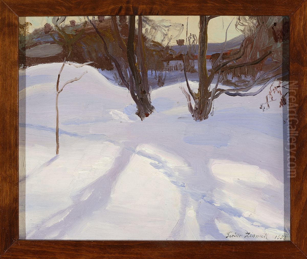 Winter Landscape Oil Painting by Teodor Ziomek