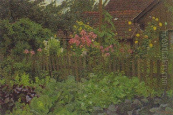 Bauerngarten In Dachau Oil Painting by Karl (Carl) Zopf