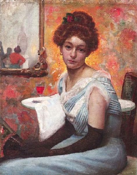 Bildnis Einer Melancholischen Jungen Frau Im Salon Oil Painting by Walter Zuchors