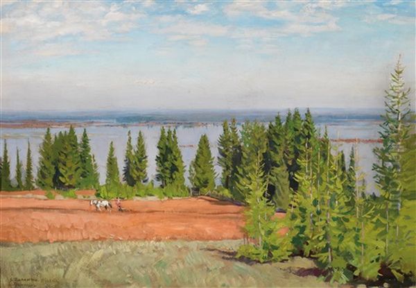 Am Flus Vjatka Oil Painting by Stanislaw Zukowski