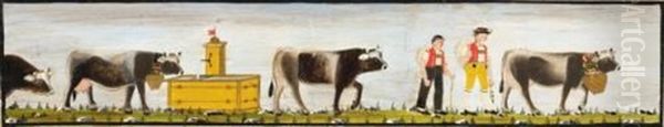 Sennenstreifen (fragment) (strip With Senns (fragment)) Oil Painting by Johannes Zuelle