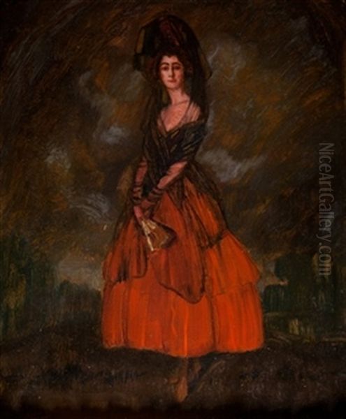 Boceto Para El Retrato De La Duquesa De Alba Oil Painting by Ignacio Zuloaga Y Zabaleta