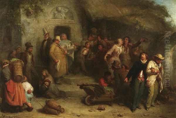 Vor Der Herberge Oil Painting by Antonie Frederik Zurcher