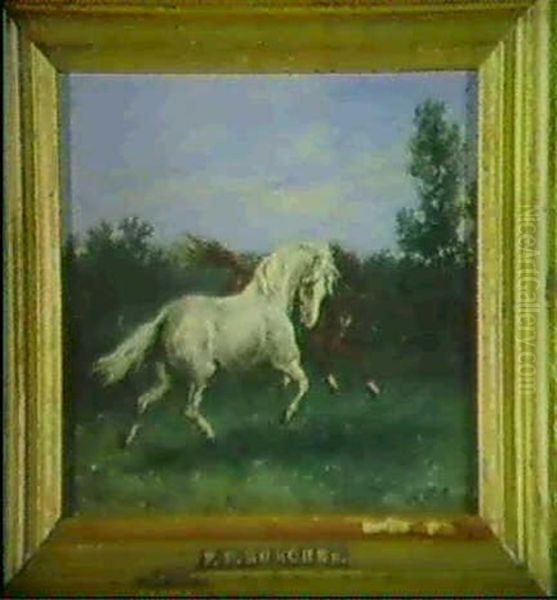 Zwei Pferde In Einer Landschaft Oil Painting by Frederik Willem Zurcher