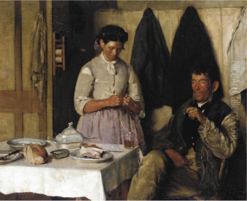 Teatime Oil Painting by Frederick Brown