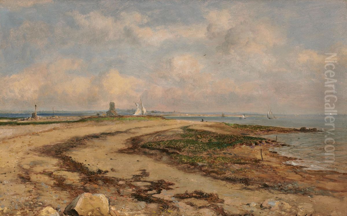 Entrance To The Harbor Of Norwalk, Connecticut Oil Painting by George Loring Brown
