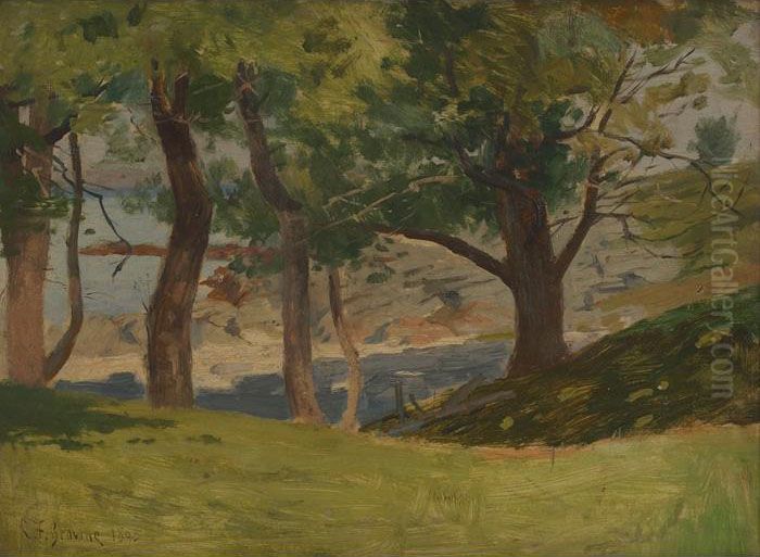 Under The Trees At Cushingis Island Oil Painting by Charles Francis Browne