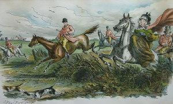 The First Jump Oil Painting by Hablot Knight Browne