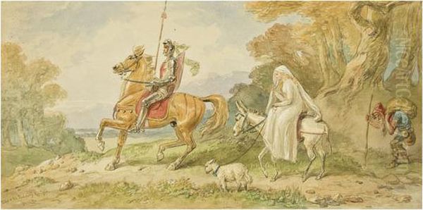 Una And The Red Cross Knight Oil Painting by Hablot Knight Browne