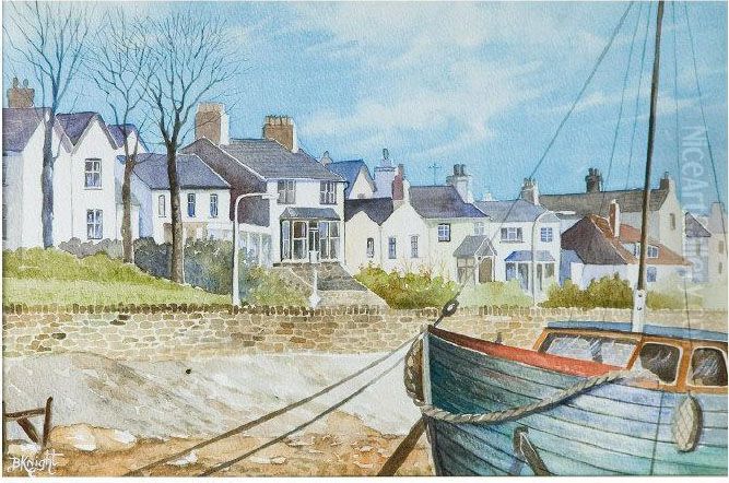 Coastal Scene Oil Painting by Hablot Knight Browne