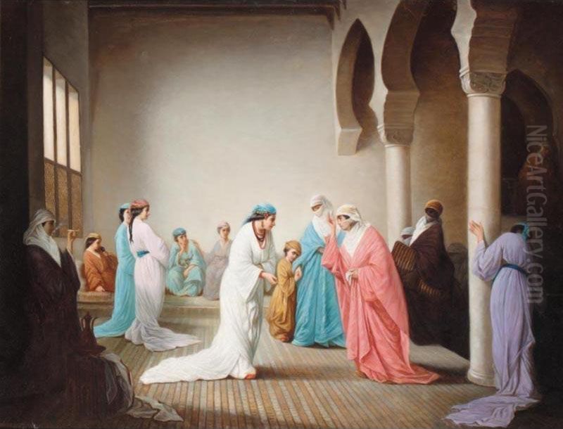 The Arrival In The Harem At Constantinople Oil Painting by Henriette, Hon. R.I. Browne