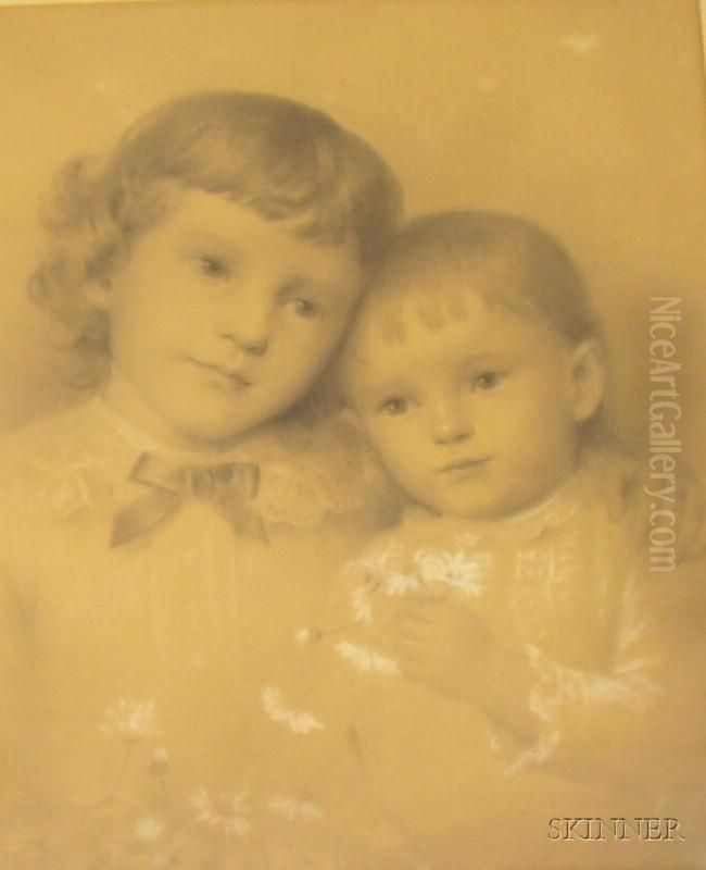 Portrait Of Two Children Oil Painting by Jennie Augusta Brownscombe