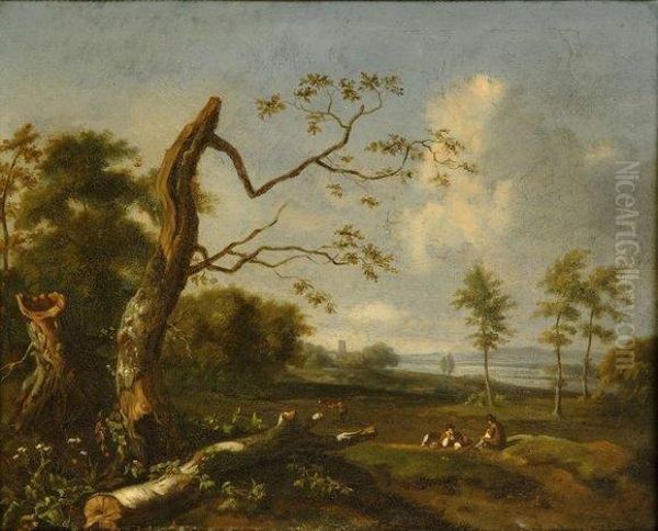 Repos De Bergers Dans Un Paysage Oil Painting by Lazare Bruandet