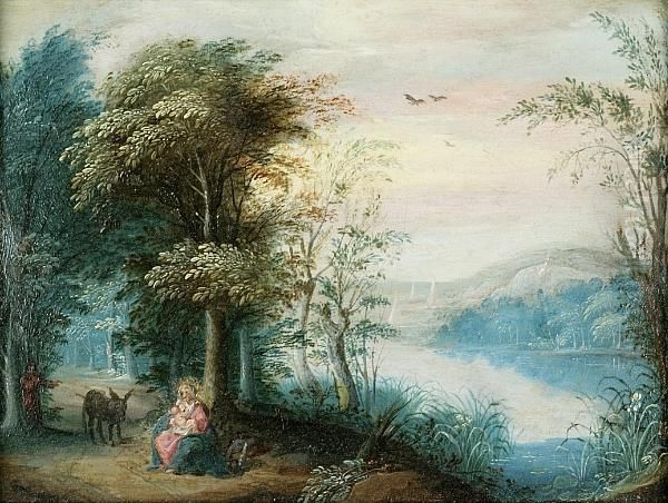Rest On The Flight Into Egypt Oil Painting by Jan The Elder Brueghel