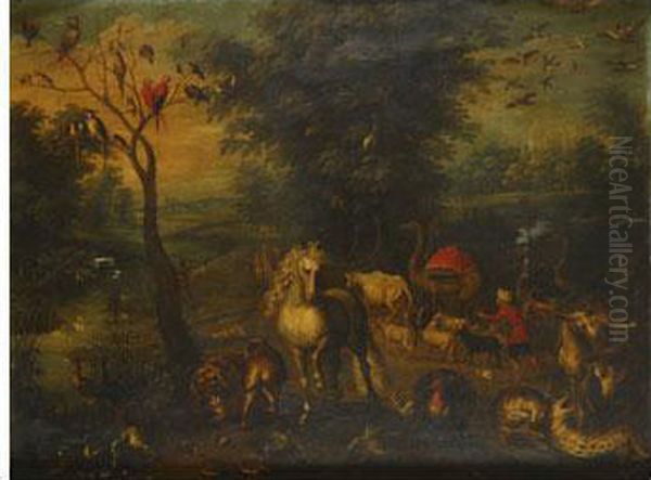 Noe Conduciendo A Los Animales Al Arca Oil Painting by Jan The Elder Brueghel