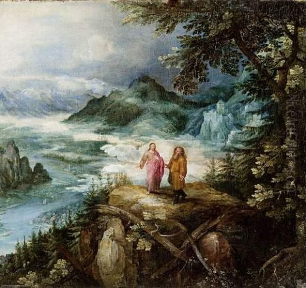 Paysage De Montagne Avec La Tentation Du Christ Oil Painting by Jan The Elder Brueghel
