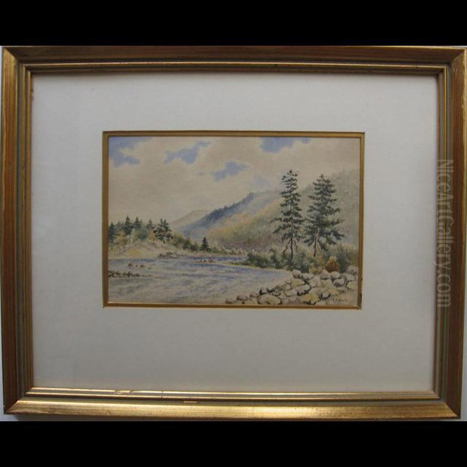 Rocky Shoreline Oil Painting by George Robert Bruenech