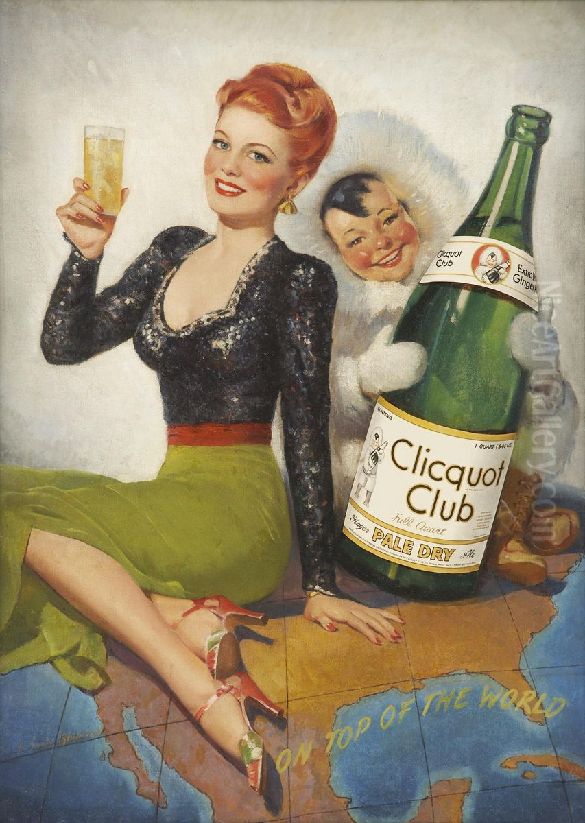 On Top Of The World, Clicquot Club Advertising Oil Painting by Frederick Sands Brunner