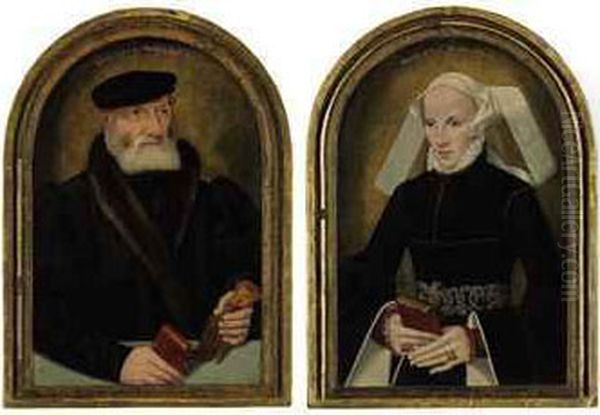 Portrait Of A Gentleman, Half-length, With A Glove And A Book Oil Painting by Bartholomaeus, the Elder Bruyn