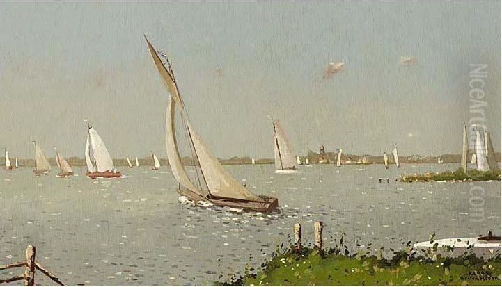 Zeilplezier Oil Painting by Nicolaas Bruynesteyn