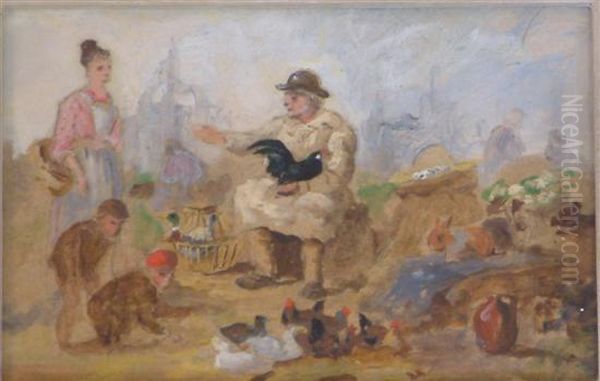 Market Scene Oil Painting by Henry Charles Bryant