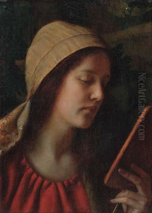 The Young Polish Jewish Girl Oil Painting by Simeon Buchbinder