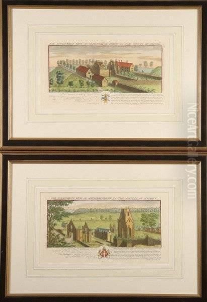 South-west View Of Cold-norton Priory, North-west View Of Maxtoke-priory, East View Of Nun-eaton-nunnery, East View Of Kenilworth-priory, West View Of Godstow Nunnery, North View Of Little Billing Priory. Hand-colored Copper Plate Engravings Oil Painting by Nathaniel Buck